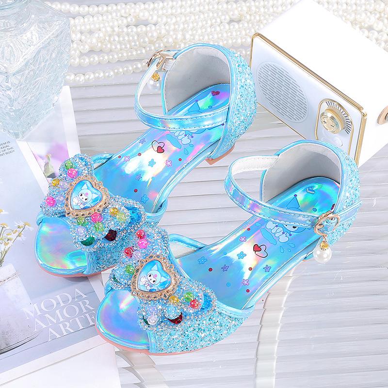 

2026 new summer children s crystal shoes baby high heels soft sole little girl summer 26 (inner length of shoe 17.5cm) синий