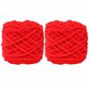 2pcs Red Color Super Bulky Yarn Woven Texture Fluffy Blanket Yarn Thick Knitting Yarn  For Crochet