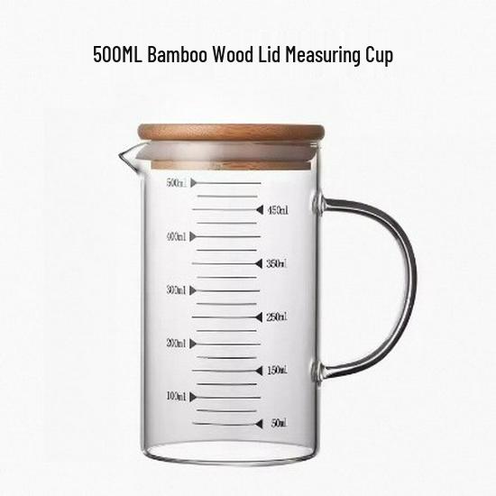 High-Temperature Resistant Glass Measuring Cup with Handle, for Baking, Milk, Juice, or Water.