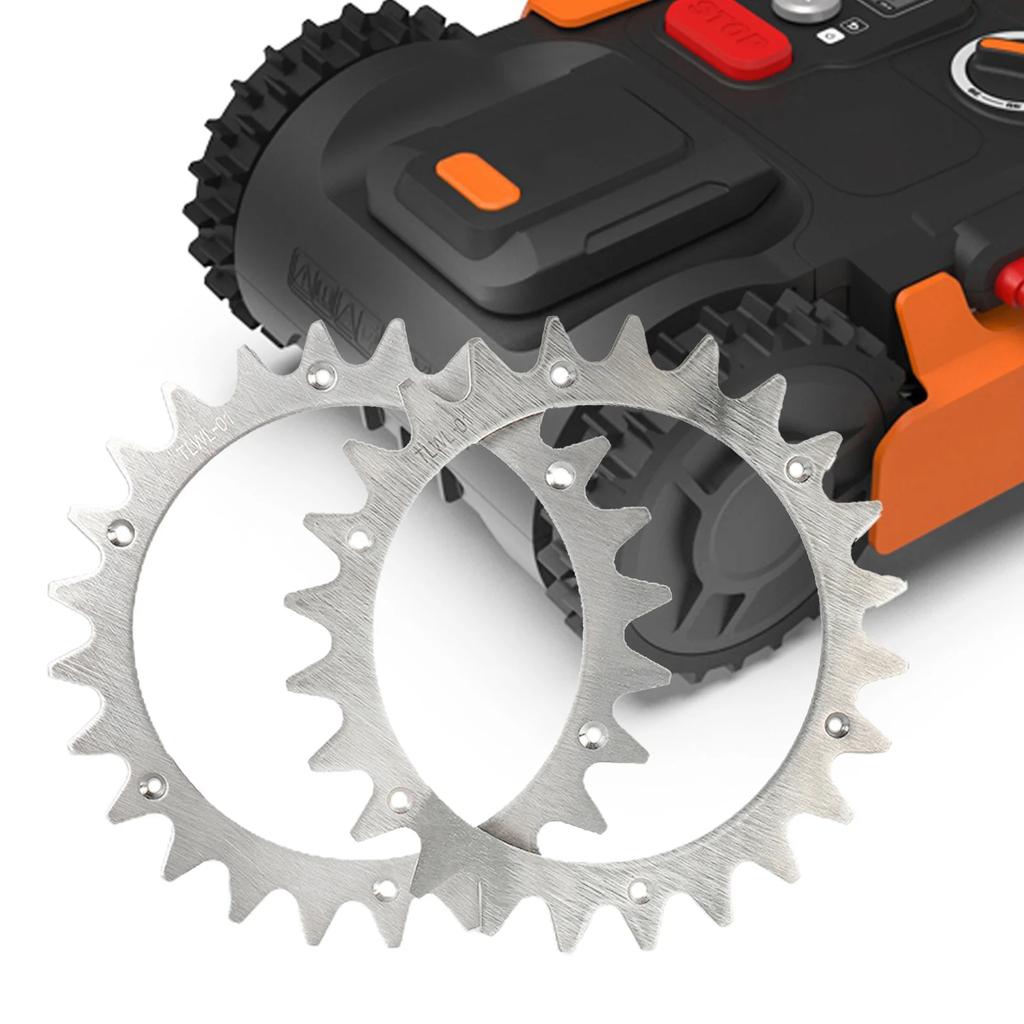 2PCS Stainless Steel Traction Improved Auxiliary Wheels With Robotic Spike For Worx Plus S/M Robot Lawn Mower 205*205MM