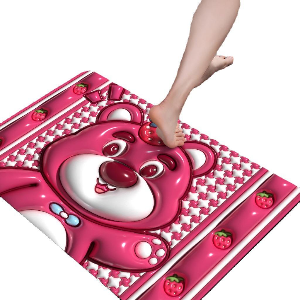 Strawberry Bear Bathroom Non-slip Mat Absorbent Quick-drying Mat for Bathroom Door Household Dirty-resistant Diatom Mud Mat