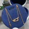 Collier avec Boucle Fer à Cheval Plaqué Or 18 carats avec Demi-Diamant et Corde en Chanvre - Disponible en Taille S/L