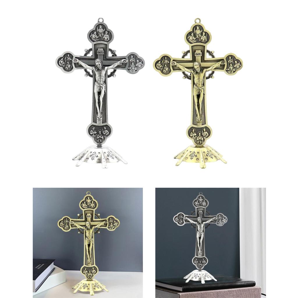 Metal Standing Crucifix , Desk Decor Figurines Statue Home 12 Apostles Statue Gifts Standing