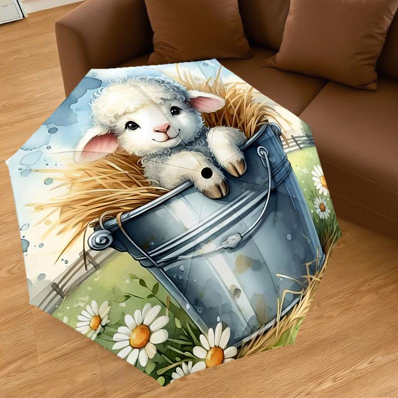 1PC Lamb Bucket Umbrella-8-Rib Reinforced, Automatic Open, Lightweight & Durable, Cute Fashion Accessory for Outdoor-A1240