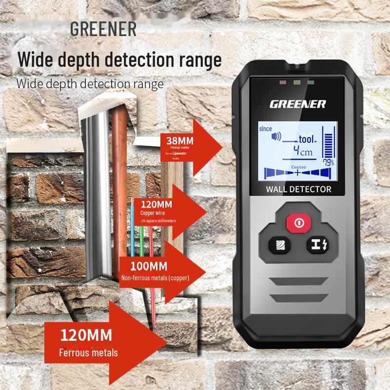 Scaner de perete multifuncțional Green Forest: Detectează fire, metal, beton, pereți portanți și bare de oțel.