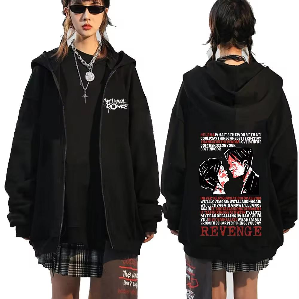 My Chemical Romance Mcr Dead Mikina s kapucí na zip Pánská Dámská Módní Mikiny Bunda Kabáty Gotické Volné Černé Punkové Mikiny na zip