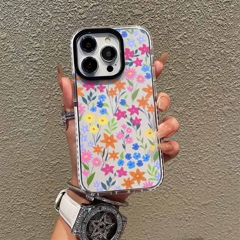 Summer new color floral mobile phone case iPhone17Pro transparent tpu soft case Apple 15 girls protective case
