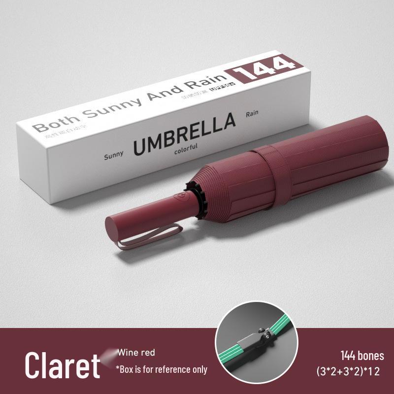 Automatic UV Protection Windproof Umbrella with 168 Reinforced Ribs & Wooden Handle for Sunny/Rainy Days