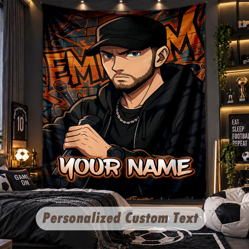 Personalisierte Wandtapisserie, Eminem Individuell Bedruckter Name, Stoff-Wandkunst für Innenraum-Hintergrund