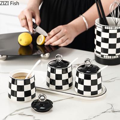 Lekki Luksusowy Ceramiczny Zestaw Słoików na Przyprawy Kuchnia Nordycka Słoik do Przechowywania Soli i Pieprzu Kreatywny Słoik na Przyprawy Dekoracja Domu Narzędzia do Przyprawiania