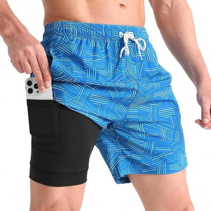 Mens Quick-Dry Board Shorts Swim Trunks With Print Design Beach Surfing Swimming Outdoor Activities