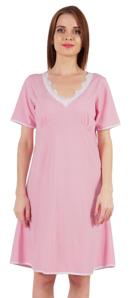 Inkmeso Solid Nightgown Dress For Women Nightwear Lace Short Sleeve Loungewear