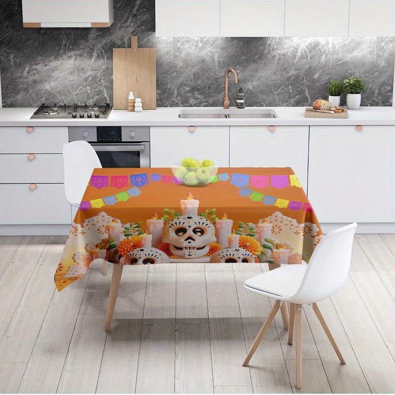 Marigold Sugar Skull Rectangle Table Cloth for Table Decor Kitchen Dining Waterproof Reusable Tablecloth for Table Wedding Party