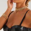 Chunky Punk Chain Necklace and Metal Bracelet Set