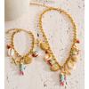 Yhpup Ocean Series Enamel Fish Shell Starfish Drop Charm Necklace Bracelet Bangle Summer Stainless Steel Chain Holiday Jewelry