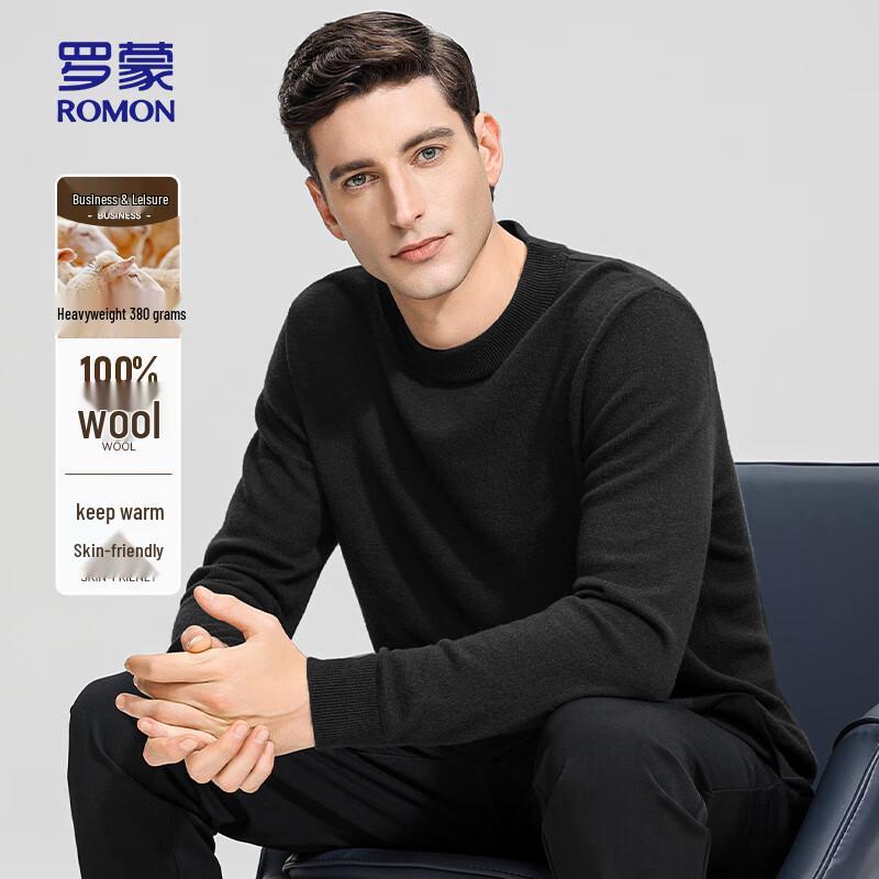 

ROMON Men s 100% Wool Semi-High Collar Sweater 190