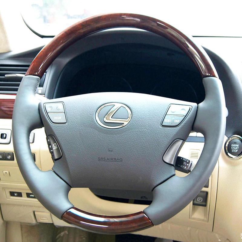

Hand Stitched non-slip Genuine Leather peach wood grain Car Steering Wheel Cover For Lexus LX570 LS460 2005-2013 Auto Parts серый