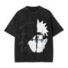2026 Sommer Naruto Madara Naruto Gespaltenes Gesicht Druck Gewaschene T-Shirts Y2K Herren Damen Hip Hop Punk Streetwear Übergroßes T-Shirt
