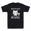 Angry Cat Touch My Beer And I Will Drink It From Your Skull Funny Men's T-Shirt