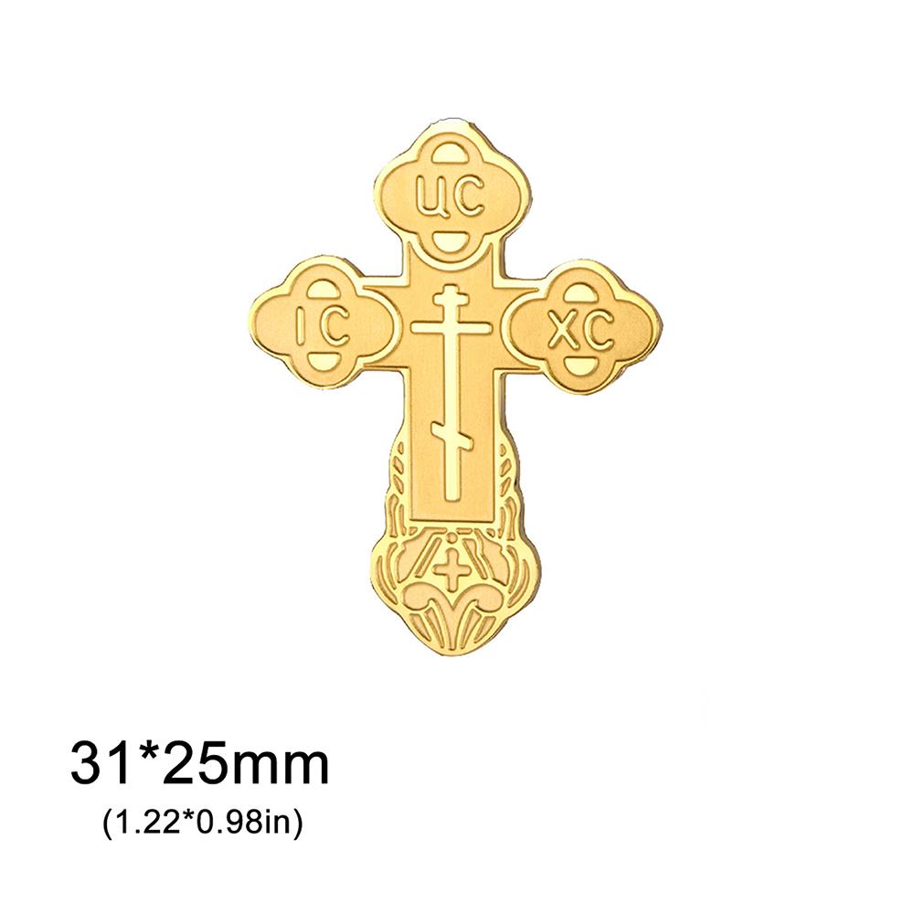 Dawapara Orthodox Cross Brooch Pins Russian Eastern Church Brooch Multicolor Enamel Religious Prayer Jewelry Stainless Steel