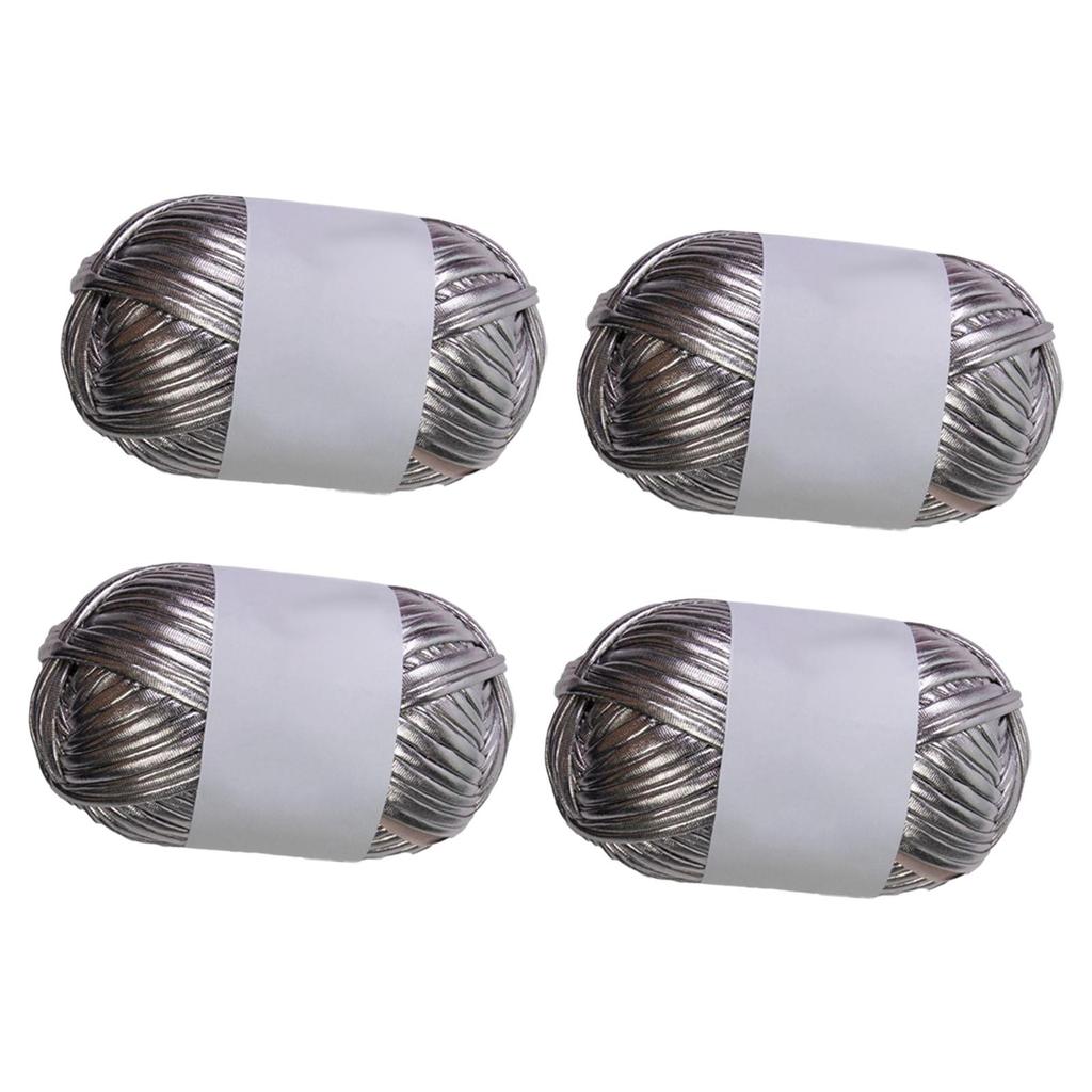 4x Metallic T-shirt Yarn Polyester Yarn Polyester Thread Home Decor Yarn Knitting Yarn Set Crochet Bag Yarn for DIY Bags Rugs