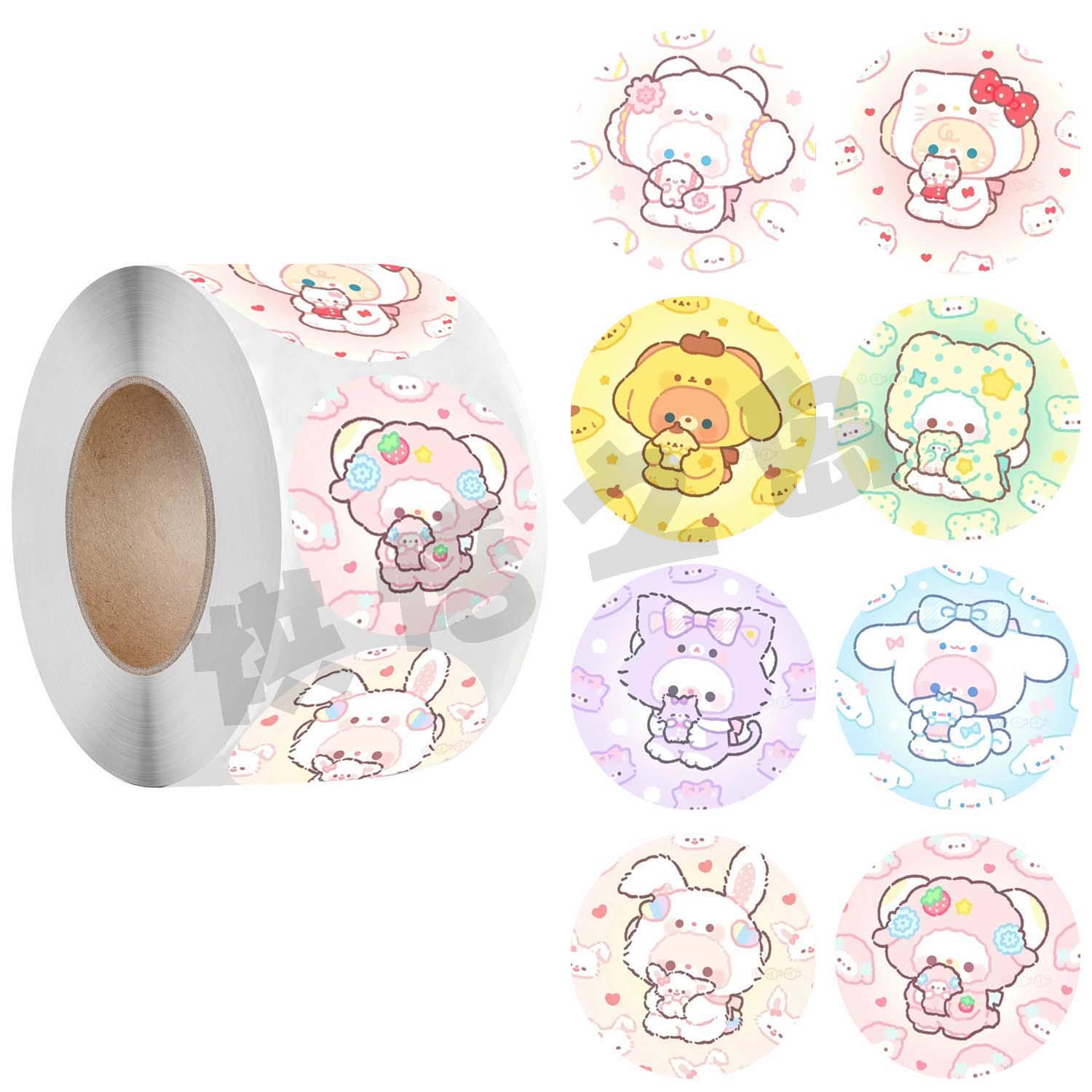Рулон из 500 милых мультяшных наклеек: Самоклеящиеся наклейки для девочек, идеально подходят для журналов, декора и запечатывания.