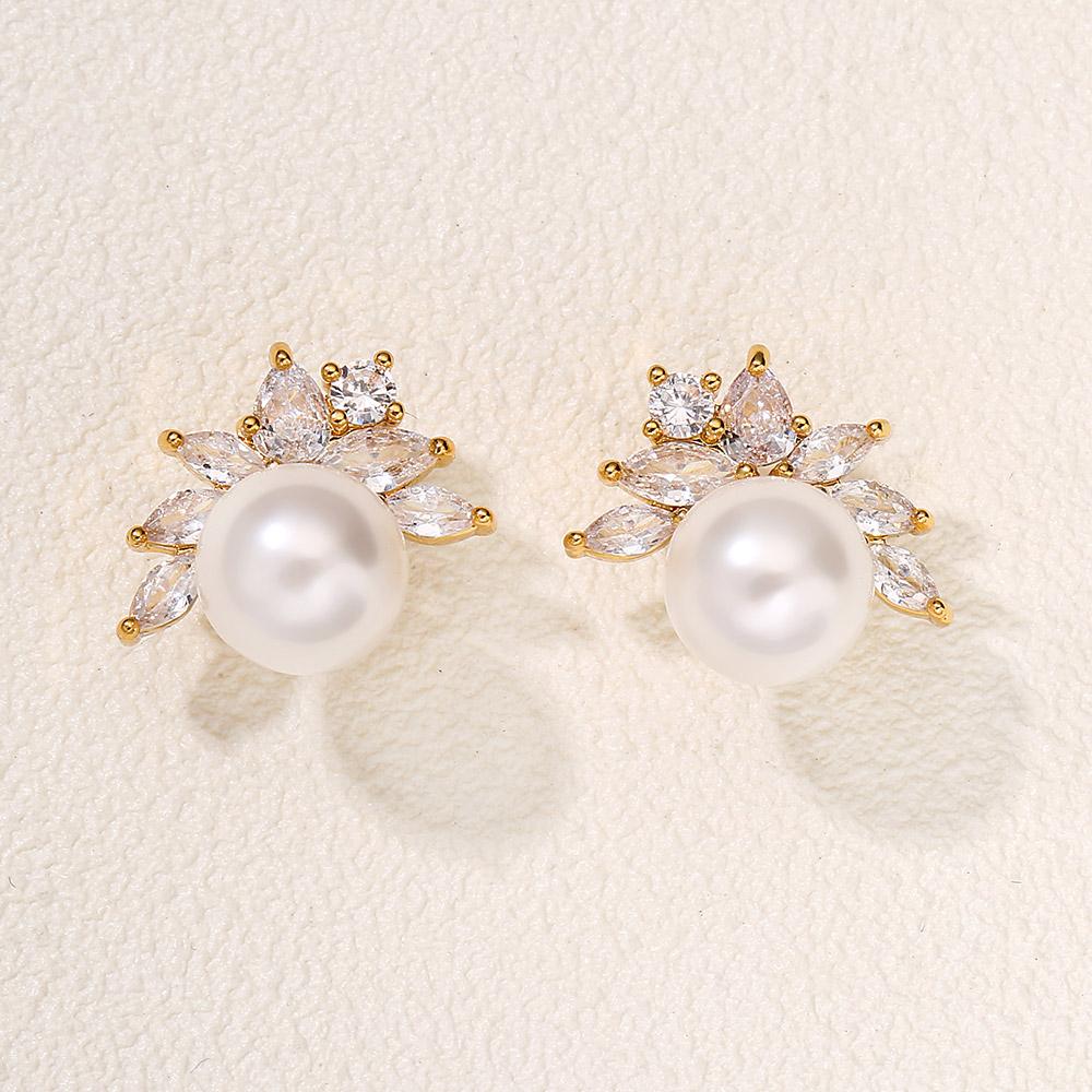 ZAKOL Exquisite Sparkling Zircon Imitation Zircon Stud Earrings for Women Girls Cute Sweet Unique Design Bridal Wedding Zircon