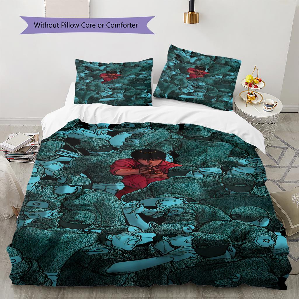 Set Copripiumino Trapuntato con Motivo Anime Federe Decorazione Casa Regalo di Compleanno (1 * copripiumino + 2 * federa, senza nucleo)