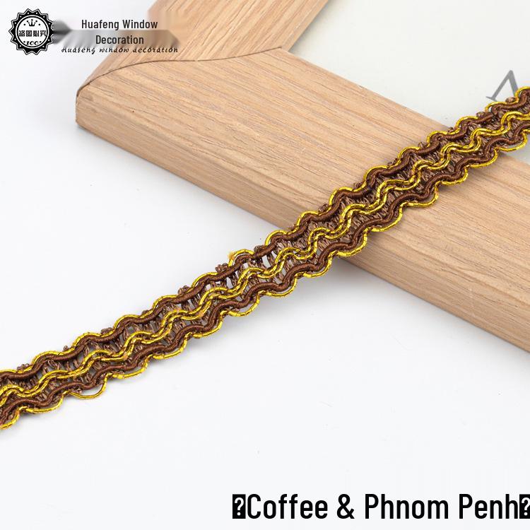 Ribete de Encaje Dorado de 1 cm de Ancho - 11 m para Cortinas, Sofá, Zapatos, Sombreros y Accesorios