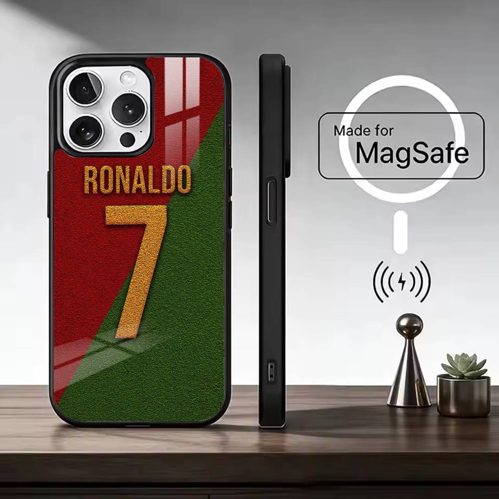 F-Berühmte Fußballspieler C-CR7 Handyhülle Für iPhone17,16,15,14,13,12,11 Plus,Pro Max, Neues Magnetisches Kabelloses Laden
