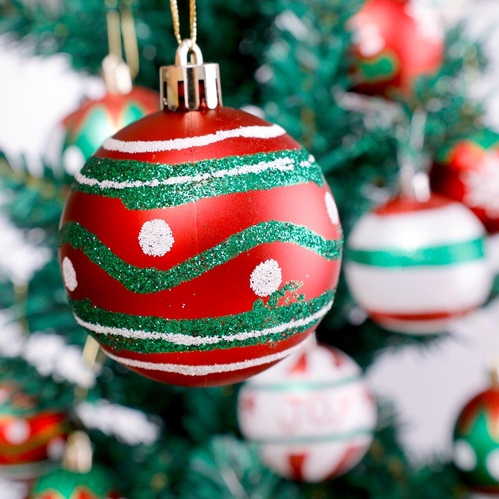 6Pcs Christmas Ball Ornaments With Painted Xmas Tree Hanging Pendant New Year Gifts For 2025 Christmas Navidad Party Decoration