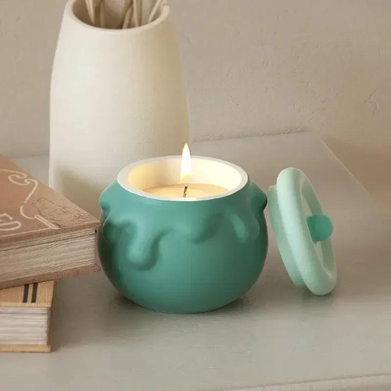 Candle Cup Jewelry Ornaments Silicone Mold Candle Holder DIY Drip Resin Gypsum Cream Honey Jar Storage Box