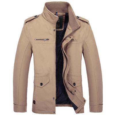 Herren-Freizeitjacke, langärmeliger Mantel mit Stehkragen