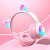 Active Noise Cancelling Wireless Bluetooth-compatible Cats  Ear Headphones Led Foldable Earphones TF Card Support