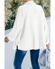 Azura Exchange White Plus Size Long Sleeve Flap Pocket Henley Top