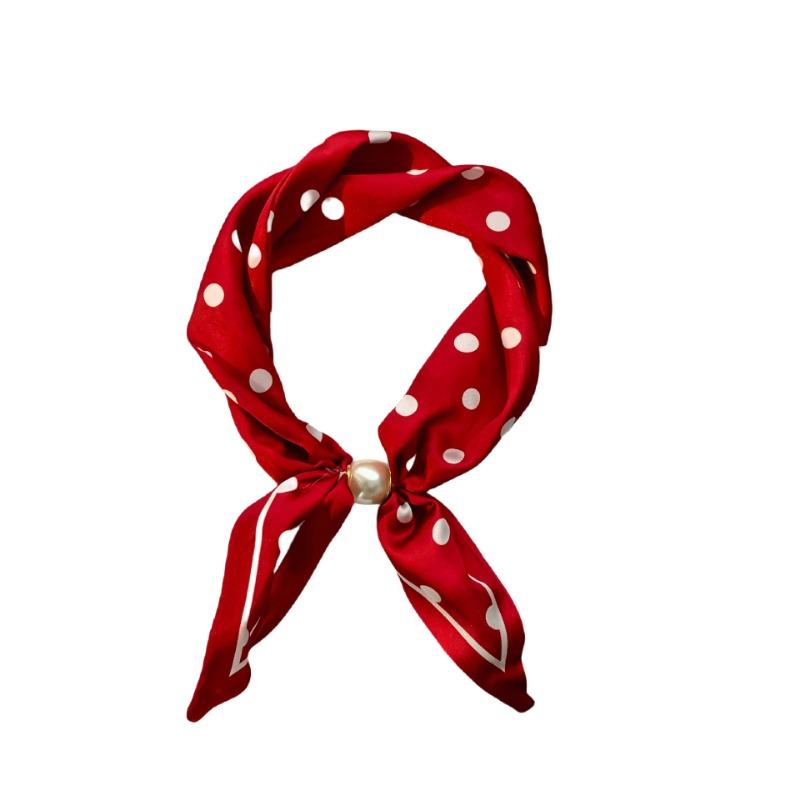 Cashew flower silk scarf new lazy collarbone chain neck protector scarf scarf pearl necklace magnetic buckle silk scarf