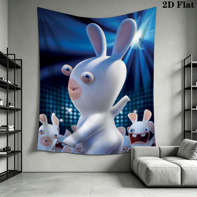 Rabbids Invasion Smile Wall Hanging Printed Fabric Blanket Decorative Tapestries for Bedroom Living Room Home Decor