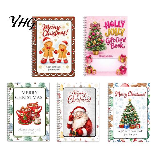 Christmas Gift Card Holders Spiral Bound Book, Vibrant Festive Design Keepsake Booklet, Winter Celebration Cards Compact Decorative Present Holder for