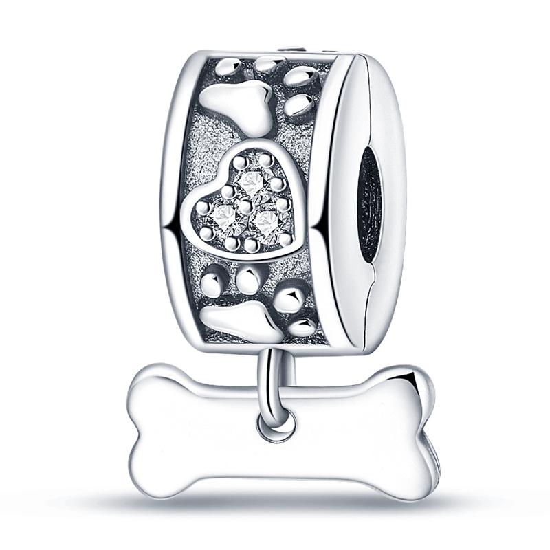 S925 Silver Butterfly Kitten Dog Claw Colorful Zircon Interval Charms Beads Fit Pan Bracelets DIY Jewelry