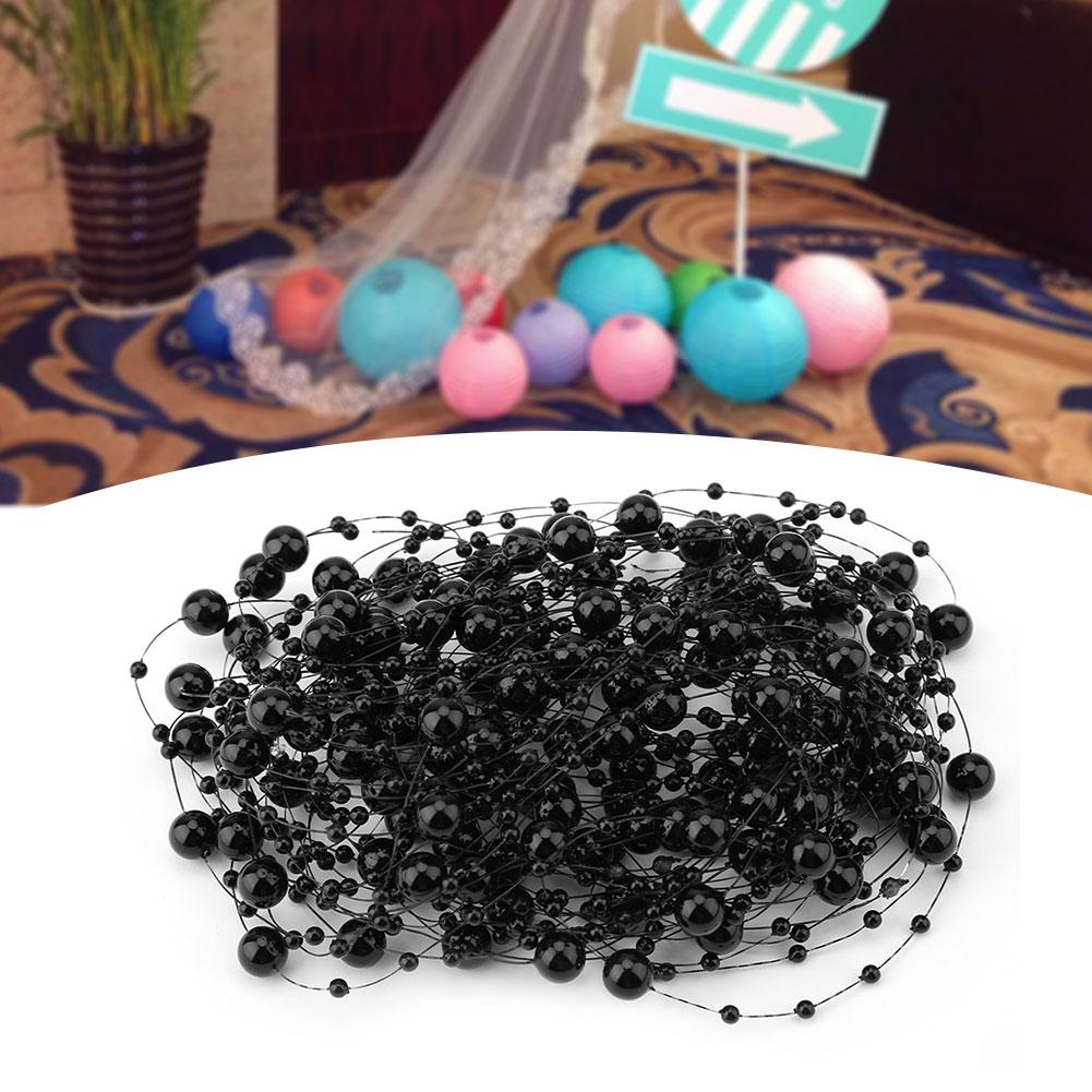 10M rybářská nit Umělé perly Korálky Řetízek DIY Dekorace na svatbu (Černá)