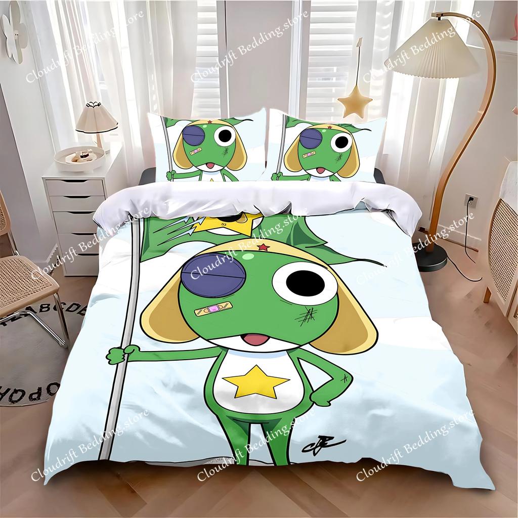 Housse de couette taie d'oreiller parure de lit Grenouille Sergent Chaude Décoration Chambre Adulte Garçon Fille Enfants Simple Double Grande Taille