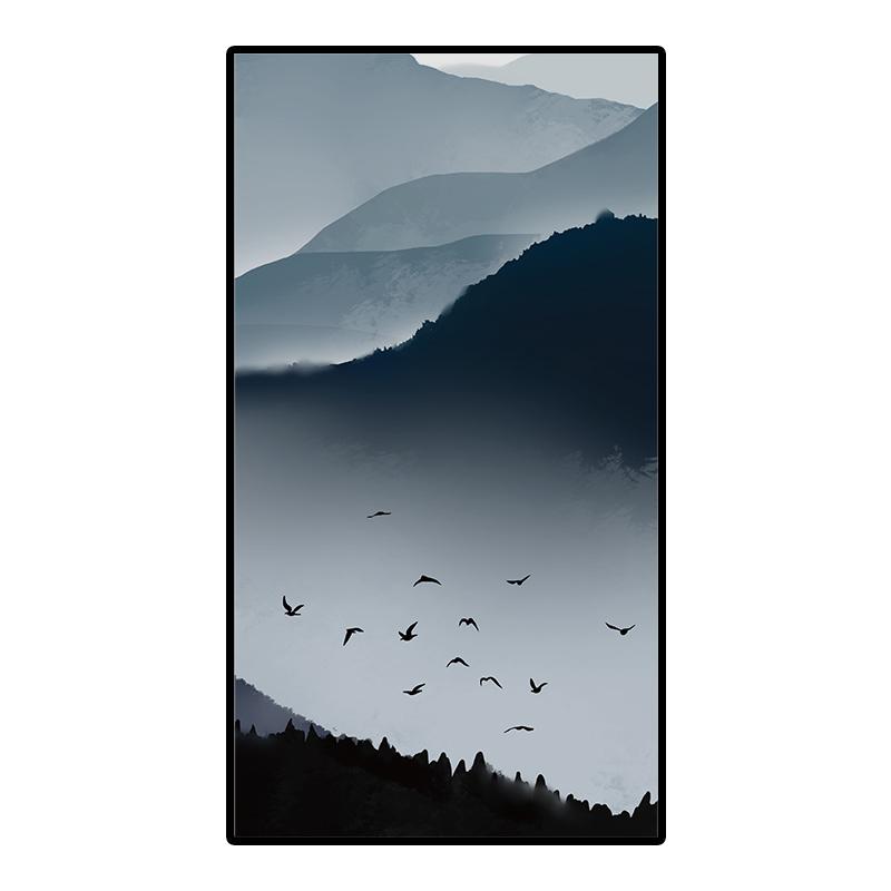 Klassische Landschaft im chinesischen Stil Buntglasfolie Verdunkelnd Selbstklebende Glasaufkleber Statisch haftende Sichtschutz-Fensterfolien