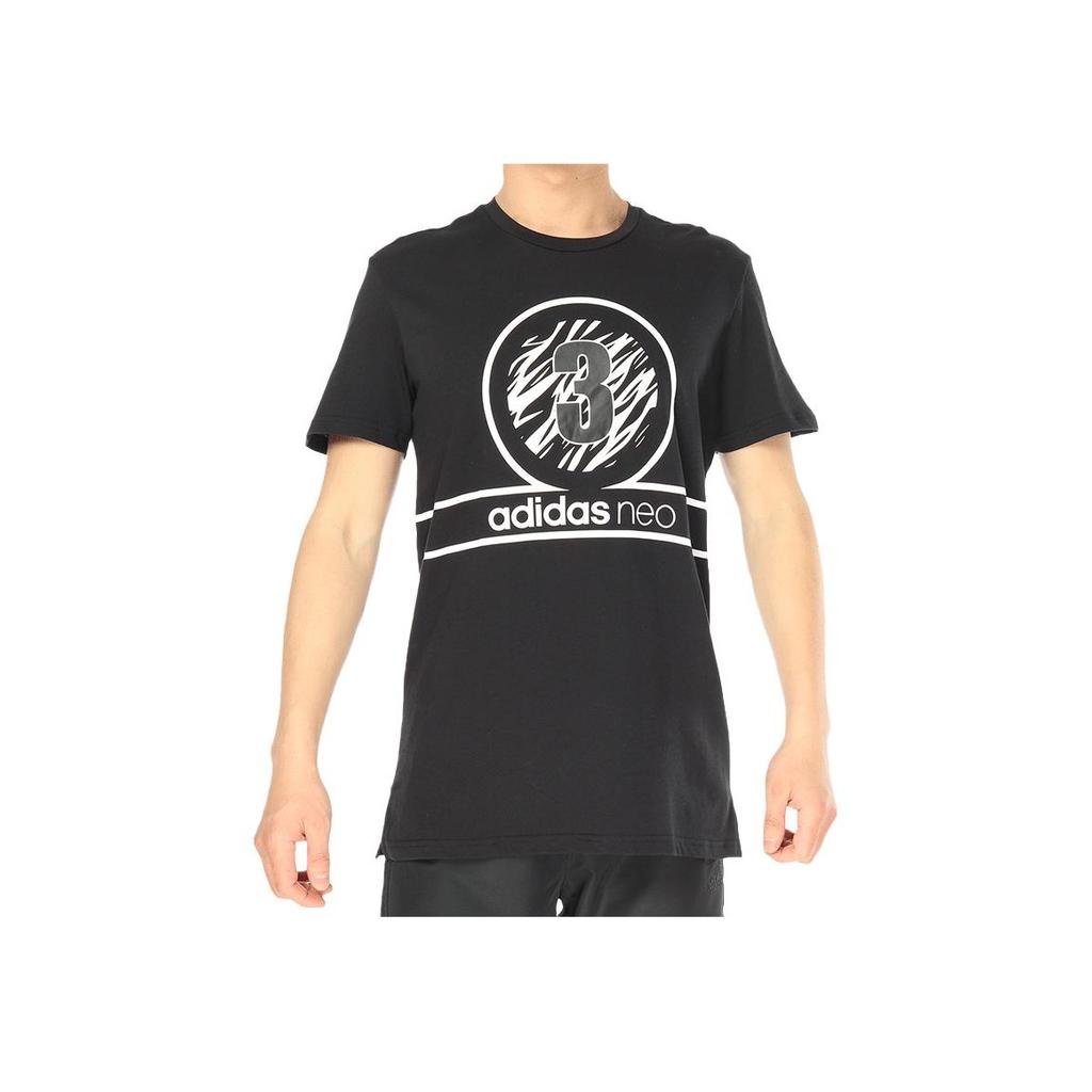 Adidas Neo Moisture-Wicking Casual Round Neck Breathable Short Sleeve T-Shirt Men Tops Black CZ1777