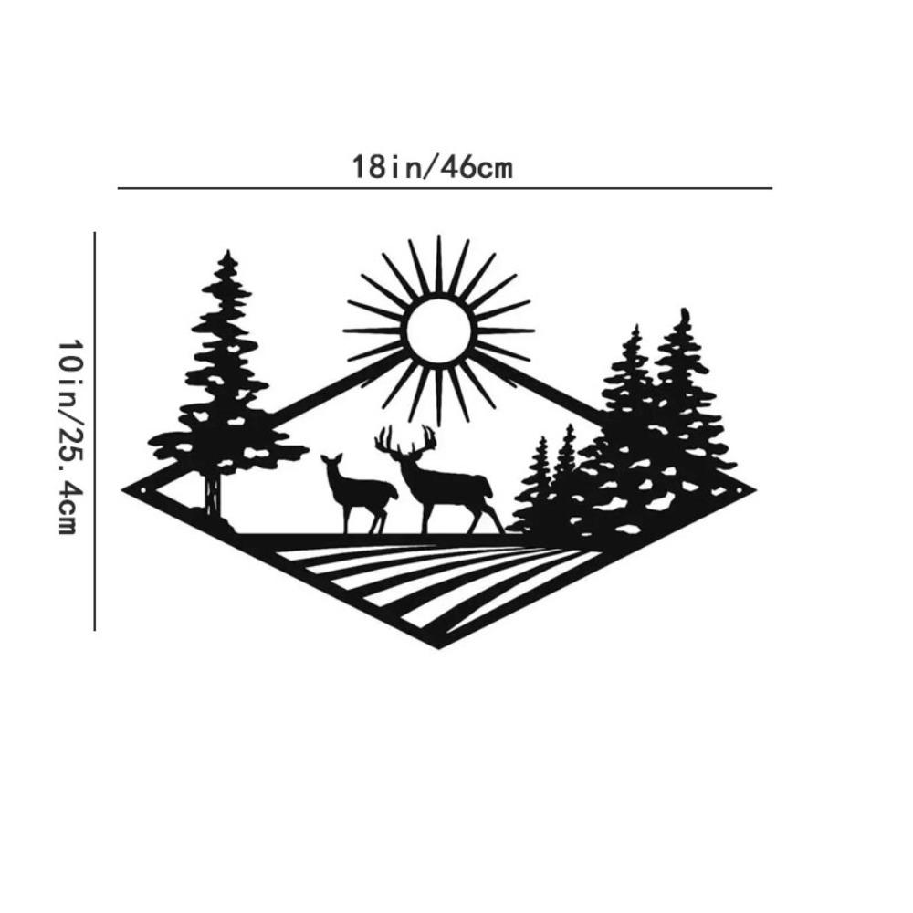 

Утренний подъем охота на оленей металлический настенный художественный знак идеально подходит для декора дома или коттеджа, деревенский и стильный металлический знак с изображением охоты чёрный
