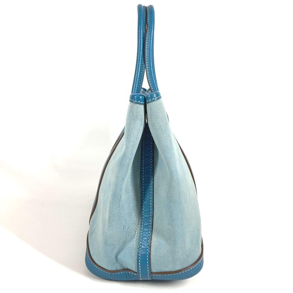 Hermes Garden Party TPM Hand Bag Tote Bag Toile Offishe/Leather Blue
