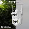 8MP 4K PTZ Wifi-kamera Dubbla linser Dubbel skärm AI-detektering av människor Automatisk spårning Trådlös Utomhusövervakning Säkerhetskamera iCSee