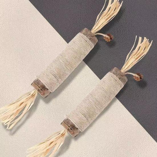 2Pcs Silvervine Sticks Cat Toys, Natural Kitten Teething Chew Toys, Sisal Wrapped Catnip Toys for Kittens & Cats, Wooden Teeth Cleaning Tool for