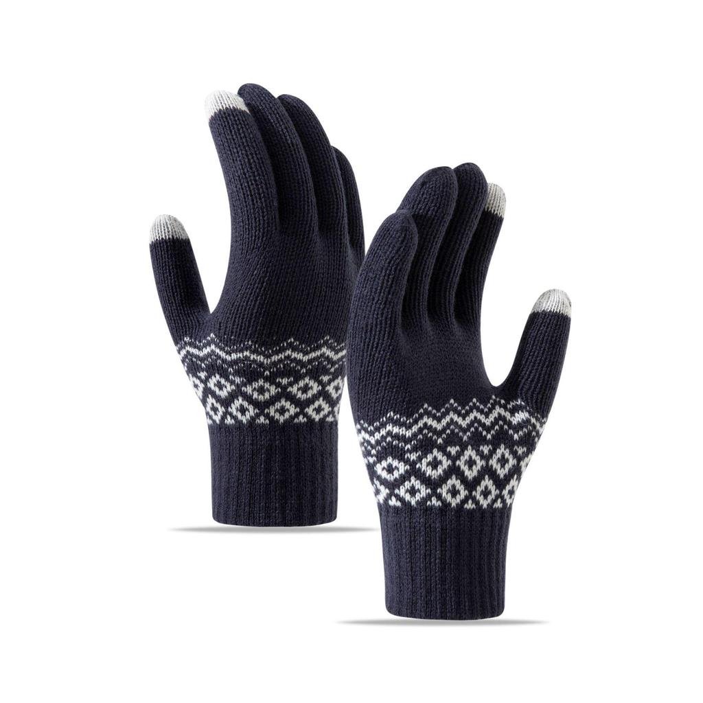 Women's Winter Velvet-Lined Touchscreen Knit Gloves - Cute, Thick, Korean Style, Cold-Proof