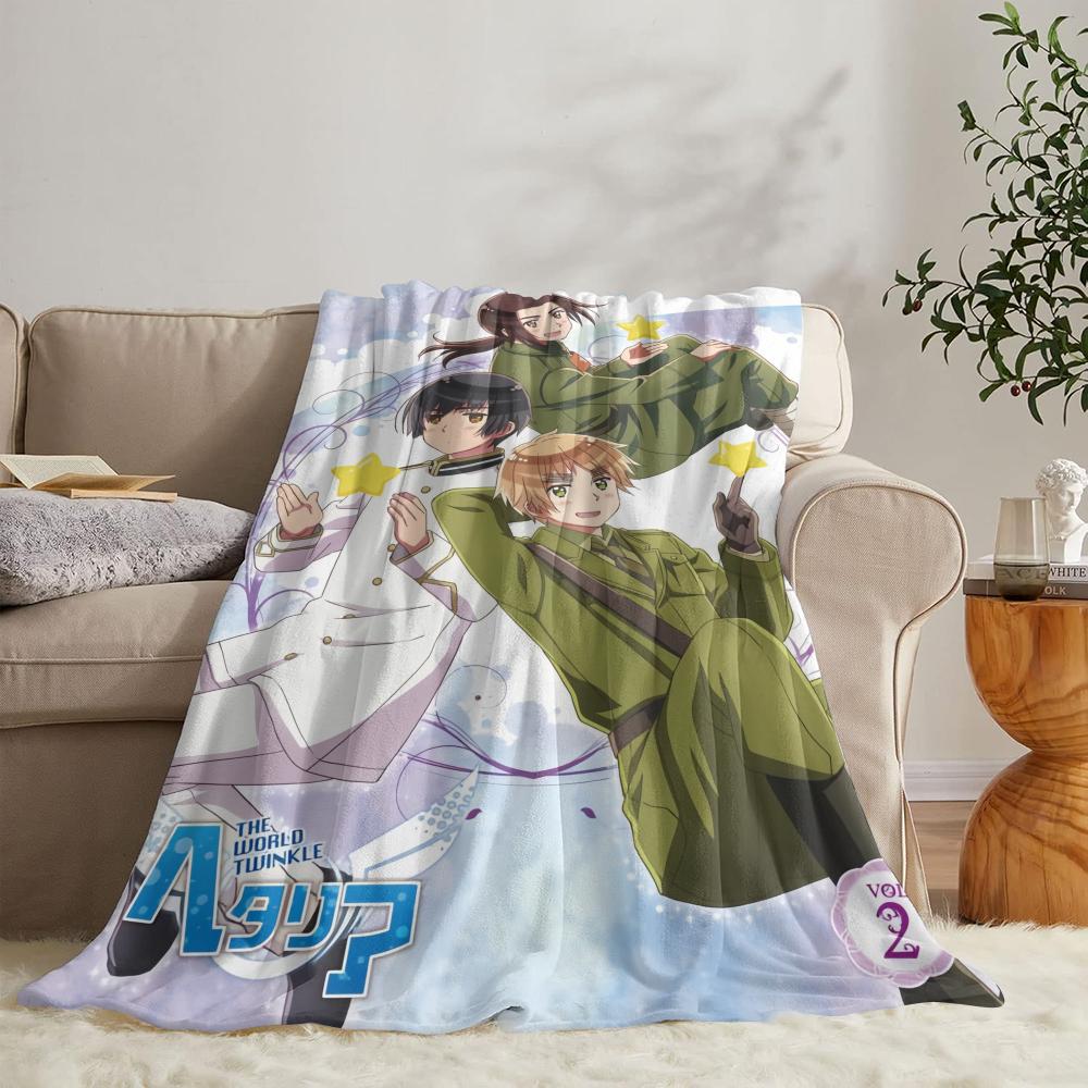 H-Hetalia Axis Powers Coperta Morbida in Flanella Coperta Estiva Leggera Accogliente per Sonnellino su Divano Letto Viaggio
