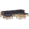 Day and Night - Day and Night 7-piece Bamboo Garden Furniture Set with Dark Gray Cushions